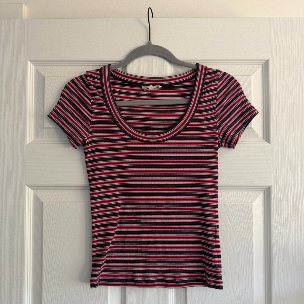 Madewell Striped Scoop Neck Women’s Top - Pink/Black